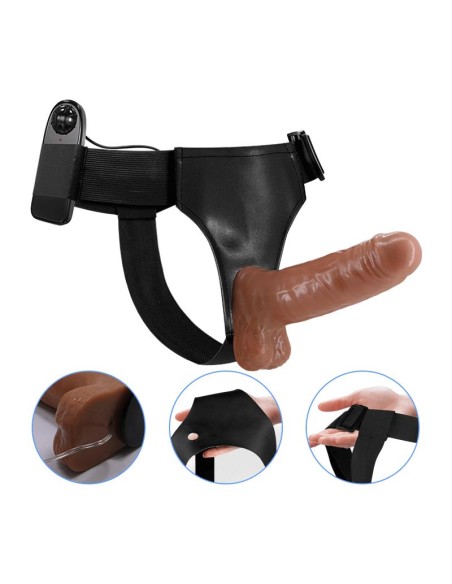 Arnes con Dildo Retractil con Vibracion