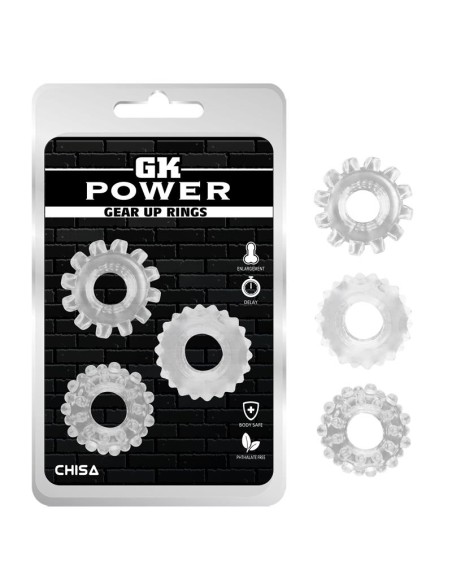 Kit 3 Anillos Pene Gear Up Transparente