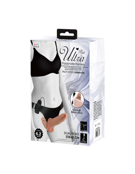 Arnes con Dildo Doble Retractil con Vibracion