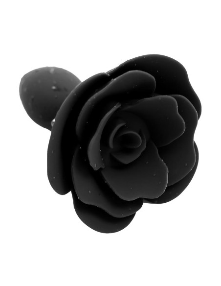Plug Anal de Silicona con Rosa Negro