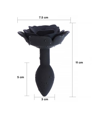 Plug Anal de Silicona con Rosa Negro