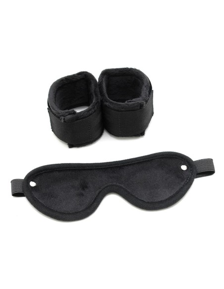 Rimba Bondage Play Mascara y Esposas Ajustables Color Negro