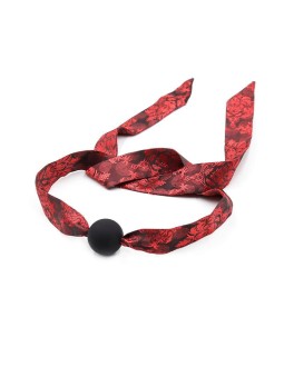 Mordaza de Bola Lisa Silicona Negro Rojo 2