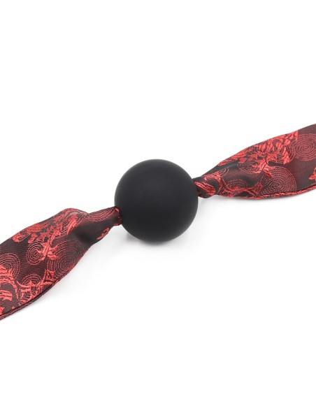 Mordaza de Bola Lisa Silicona Negro Rojo