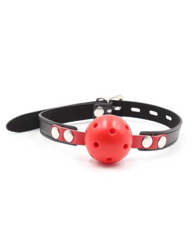 Mordaza de Bola Transpirable Negro Rojo