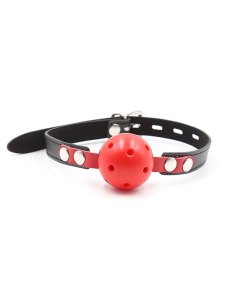 Mordaza de Bola Transpirable Negro Rojo