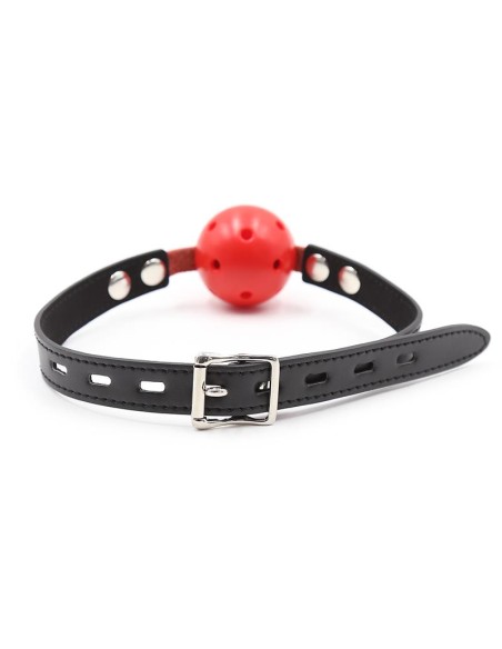 Mordaza de Bola Transpirable Negro Rojo