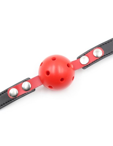 Mordaza de Bola Transpirable Negro Rojo