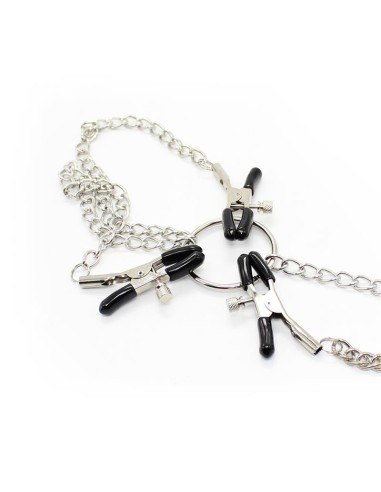 Pinzas para Pezones y Clitoris con Cadena Metal