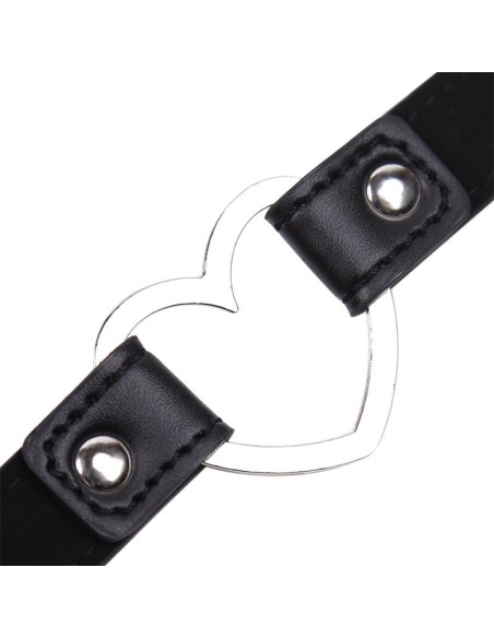 Collar con Aro en Forma de Corazon Ajustable 415 cm Negro