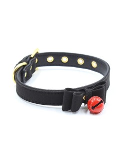 Collar con Lazo y Cascabel 44 cm Negro Rojo 2