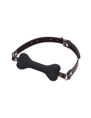 Mordaza Forma de Hueso Silicona 12 cm Negro