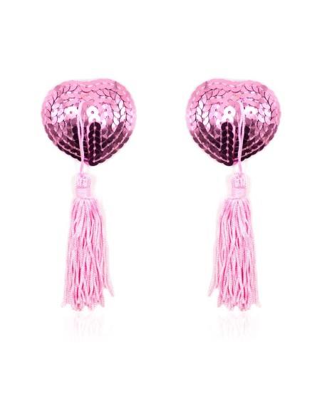 Pezoneras Autoadhesivas Forma de Corazon con Lentejuelas Rosa