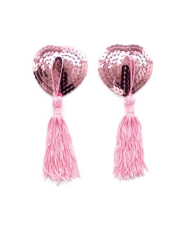 Pezoneras Autoadhesivas Forma de Corazon con Lentejuelas Rosa 2