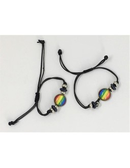 Pulsera Ajustable con Circulo Bandera LGBT