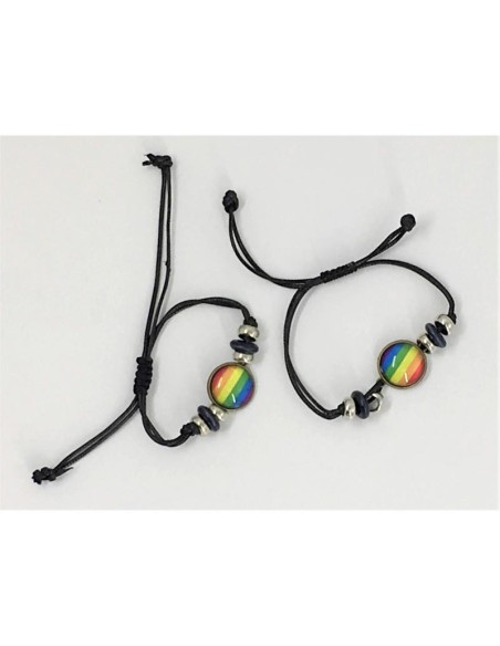 Pulsera Ajustable con Circulo Bandera LGBT