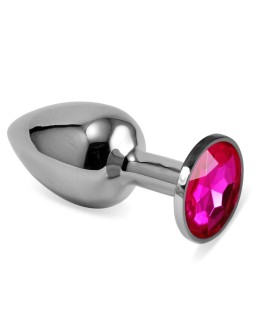 Plug Anal Plateado Rosebud Classic con Joya Fuchsia Talla S