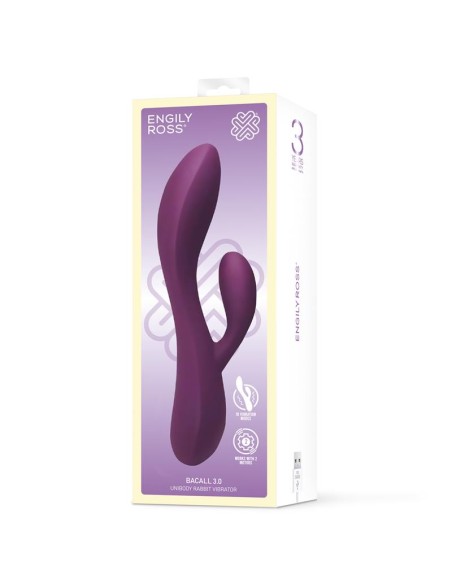 Bacall 20 Vibrador Silicona Liquida Inyectada Doble Motor USB Purpura
