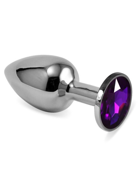 Plug Anal Plateado Rosebud Classic con Joya Purpura Talla S