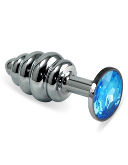 Plug Anal en Espiral Rosebud con Joya Azul