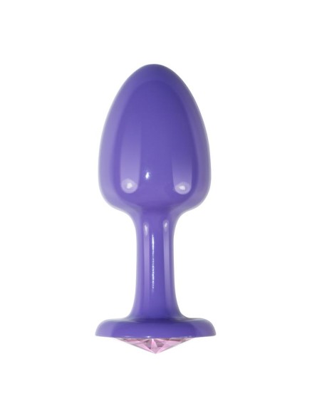 Plug Anal de Metal Purpura Rosebud con Joya Rosa