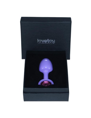 Plug Anal de Metal Purpura Rosebud con Joya Rosa
