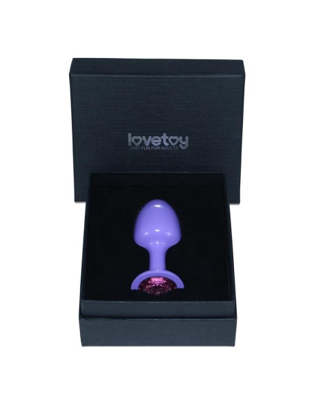 Plug Anal de Metal Purpura Rosebud con Joya Rosa