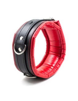 Collar con Correa de Metal e Interior Acolchado Negro Rojo 2