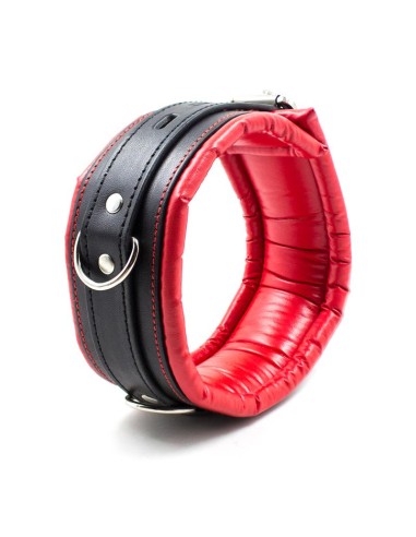Collar con Correa de Metal e Interior Acolchado Negro Rojo