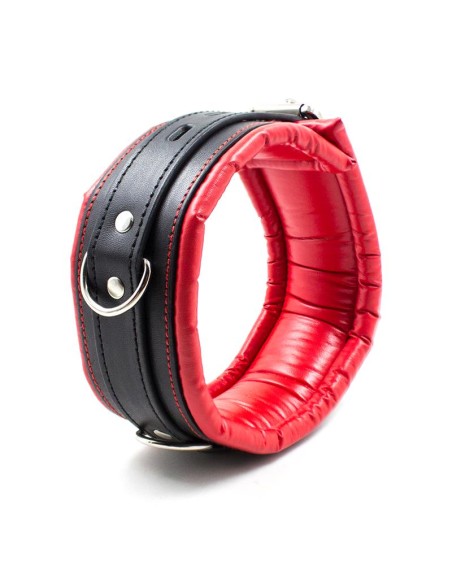 Collar con Correa de Metal e Interior Acolchado Negro Rojo