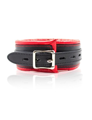 Collar con Correa de Metal e Interior Acolchado Negro Rojo
