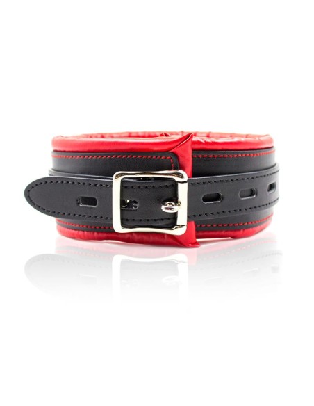 Collar con Correa de Metal e Interior Acolchado Negro Rojo