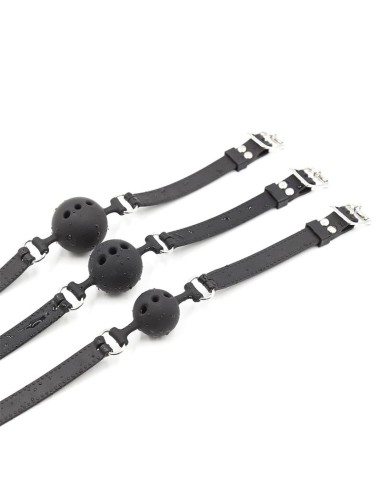 Mordaza de Bola Transpirable de Silicona 45 cm Talla M Negro
