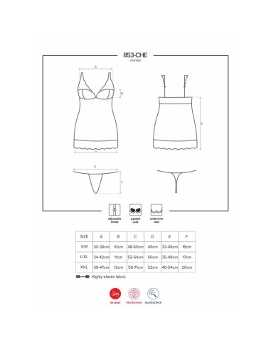 853 CHE 2 Chemise y Tanga Color Blanco