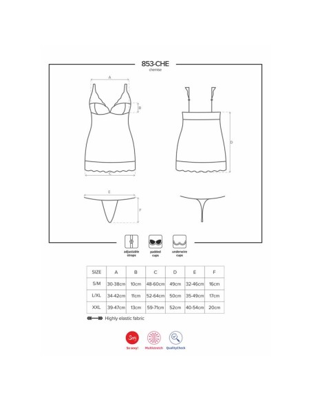 853 CHE 2 Chemise y Tanga Color Blanco