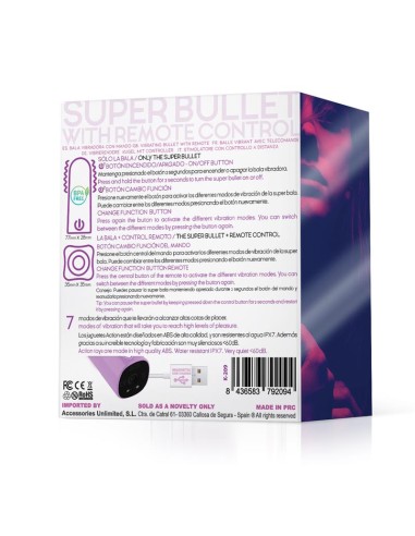 Dhalia Super Bala Vibradora Control Remoto Alta Potencia USB Pupura