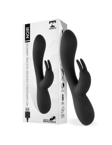 Noir Vibrador Silicona Liquida Inyectada 2 Motores USB