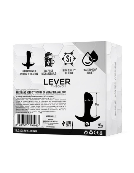 Lever Plug Anal con Vibracion USB Silicona