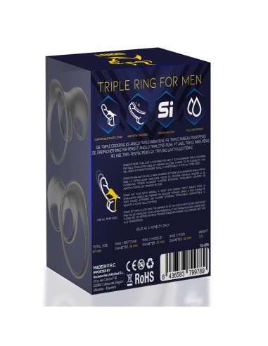 Driade Anillo Triple para Hombre Silicona