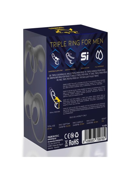 Driade Anillo Triple para Hombre Silicona