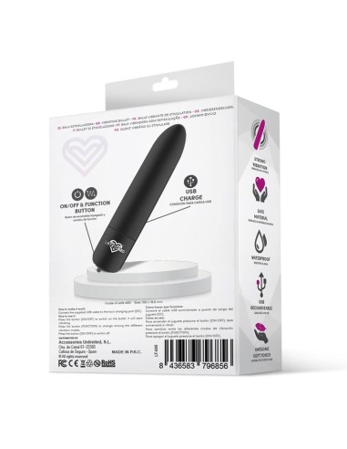 Shoty Bala Vibradora USB 10 Velocidades Potente Motor Negro