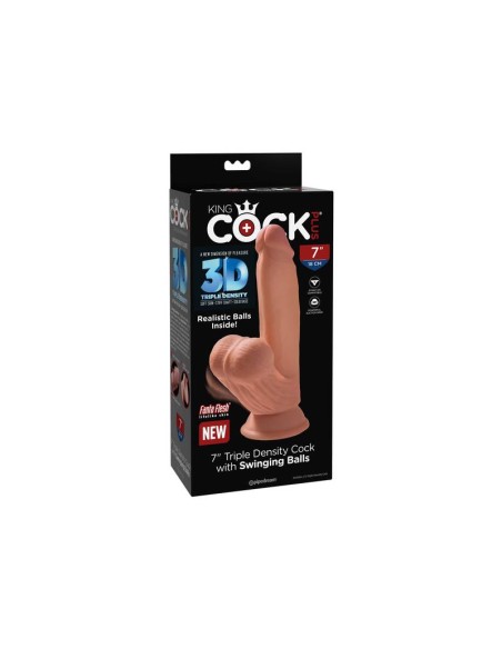 Dildo Triple Densidad Testiculos Oscilantes 7 Caramelo