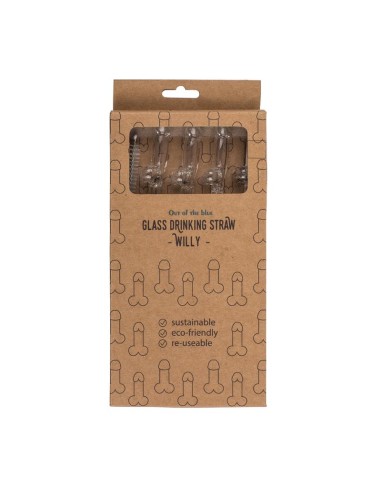 Pajitas de Cristal de Pene con Limpiador