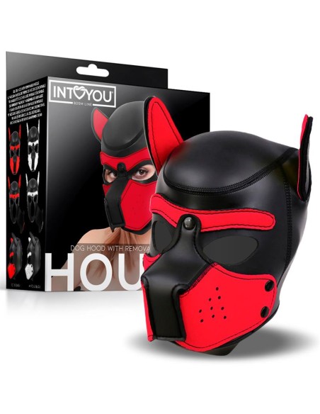 Hound Mascara de Perro Neopreno Hocico Extraible Negro Rojo Talla unica