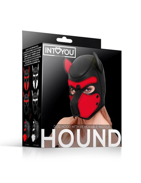Hound Mascara de Perro Neopreno Hocico Extraible Negro Rojo Talla unica
