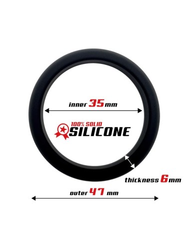 Anillo para el Pene Forma Plana Silicona Solida 35 cm Negro