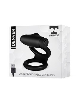 Denver Anillo Doble con Bala Vibradora USB Silicona Negro 2