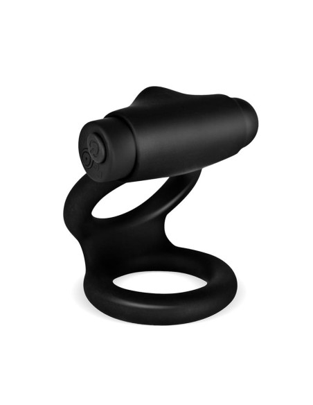 Denver Anillo Doble con Bala Vibradora USB Silicona Negro