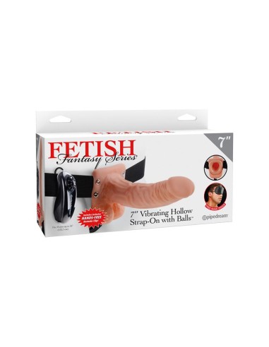 Fetish Fantasy Series Arnes Vibrador de 177 cm con Hueco y Testiculos Color Natural