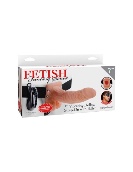 Fetish Fantasy Series Arnes Vibrador de 177 cm con Hueco y Testiculos Color Natural
